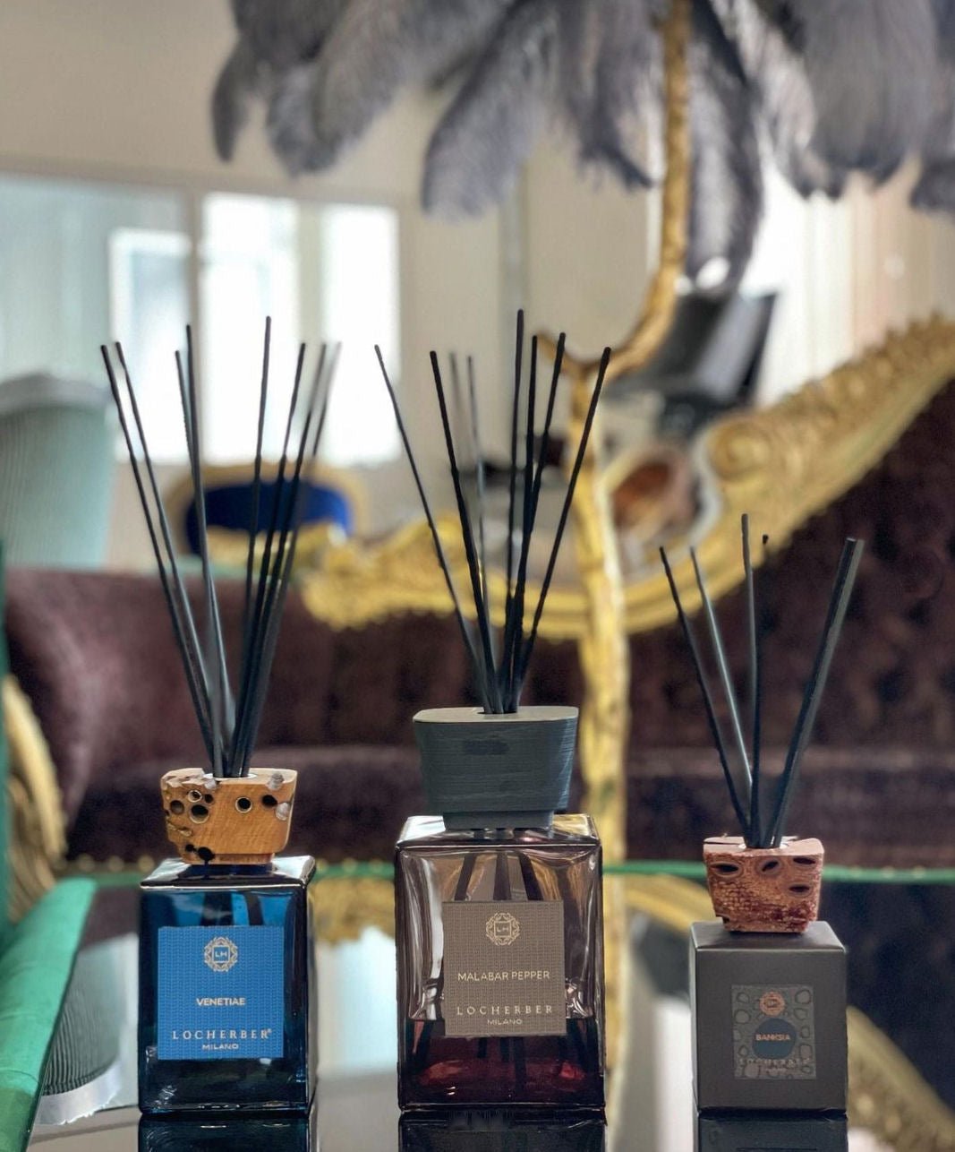 Aroma difuzér Banksia od Locherber Milano, vůně australský eukalyptus, santalové dřevo, cedrové dřevo a nektar banksia, Waterfall Bathrooms.
