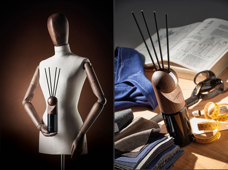 Luxusní Aroma difuzér Mannequin od Locherber Milano, inspirovaný krejčovským manekýnem, vůně bergamot, šafrán a vanilka, Waterfall Bathrooms.