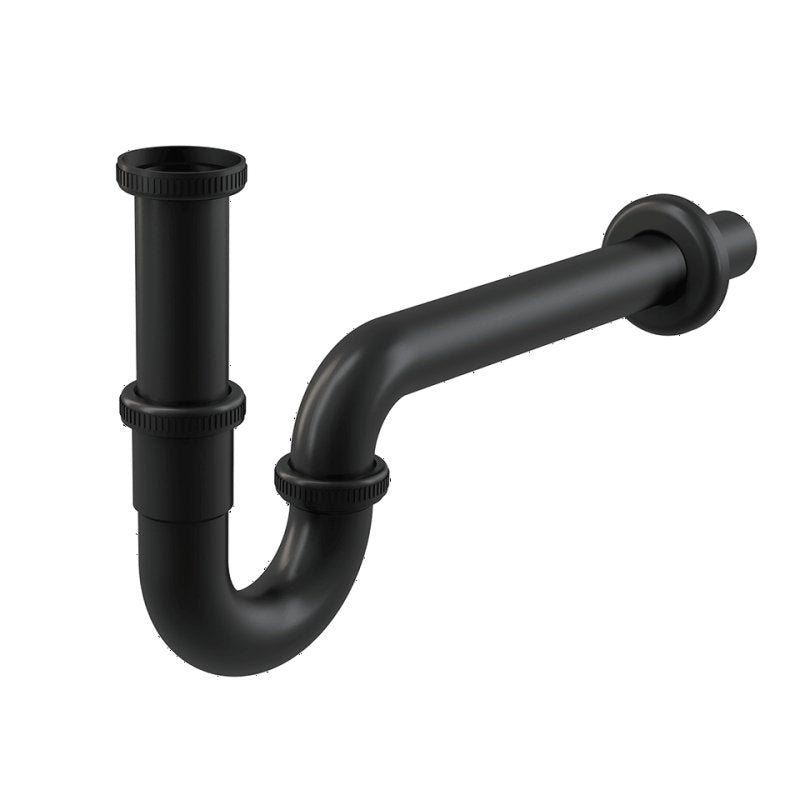 Designový umyvadlový sifon typu P v matně černém provedení Industrial Waterfall Bathrooms