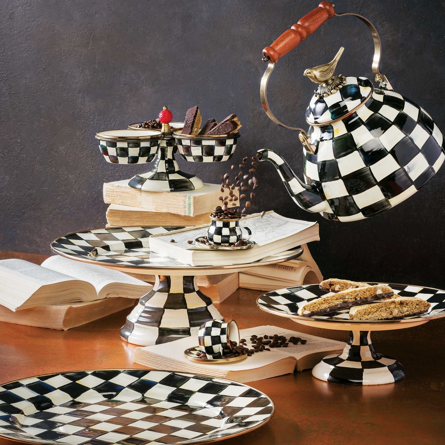 Courtly Check Enamel Espresso Cup & Saucer Set - |VESIMI Design|