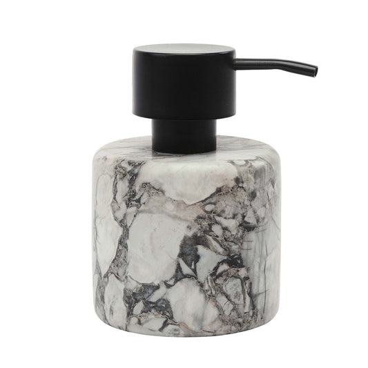Luxusní dávkovač mýdla Aquanova Nero Alba z přírodního kamene s černou pumpičkou představuje elegantní doplněk pro vaši koupelnu - Waterfall Bathrooms