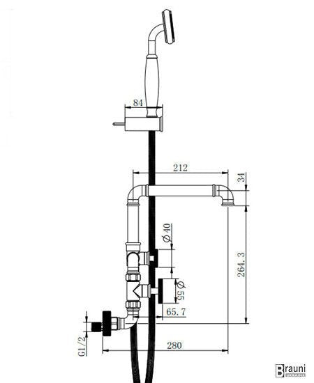 Designová černá matná vanová baterie v industriálním stylu s konstrukcí potrubí a ventilovými koly Waterfall Bathrooms