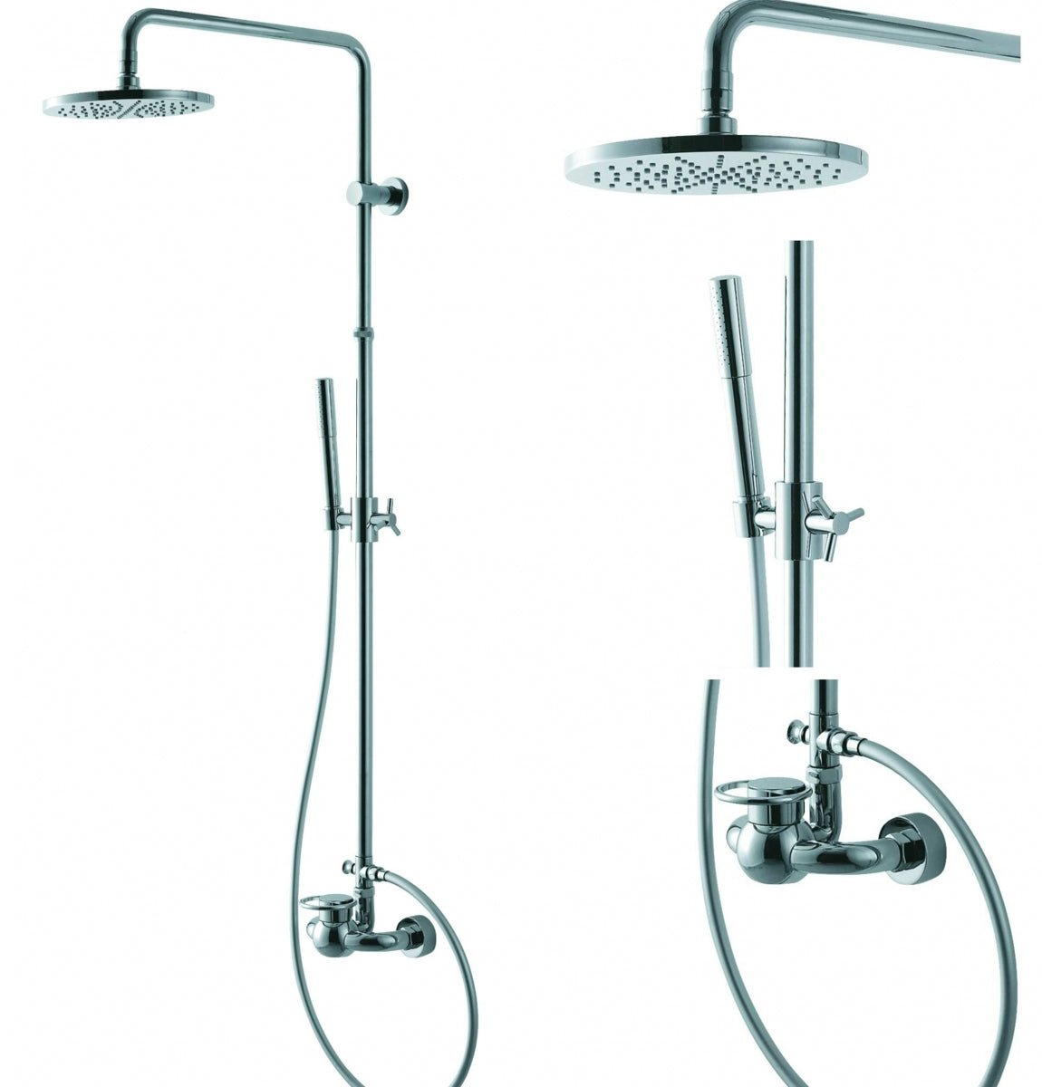 Designový chromový sprchový sloup Sole s hlavovou a ruční sprchou Waterfall Bathrooms