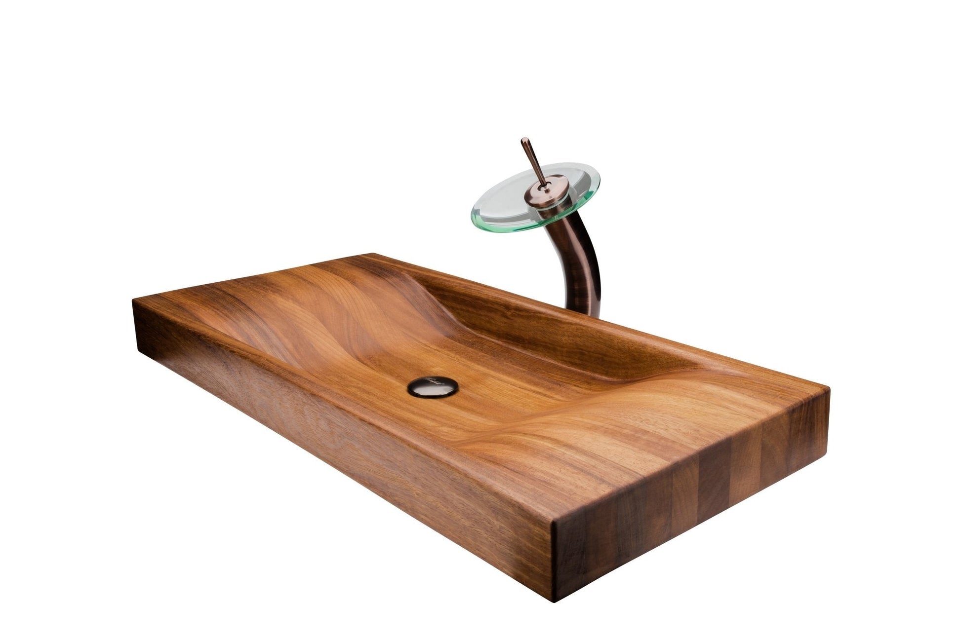 Elegant Design Wooden Basin with Waterfall® ORB Faucet - |VESIMI Design|