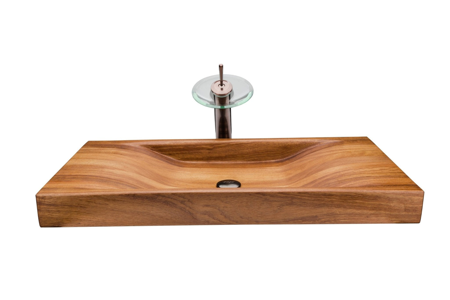 Elegant Design Wooden Basin with Waterfall® ORB Faucet - |VESIMI Design|