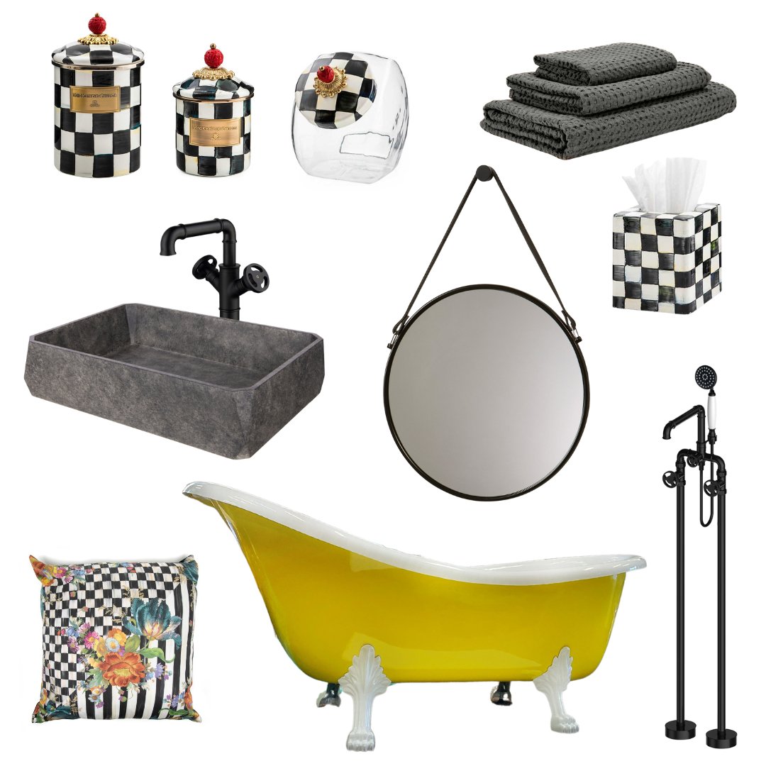 Černá matná stojánková vanová baterie k volně stojící vaně v industriálním designu Waterfall Bathrooms