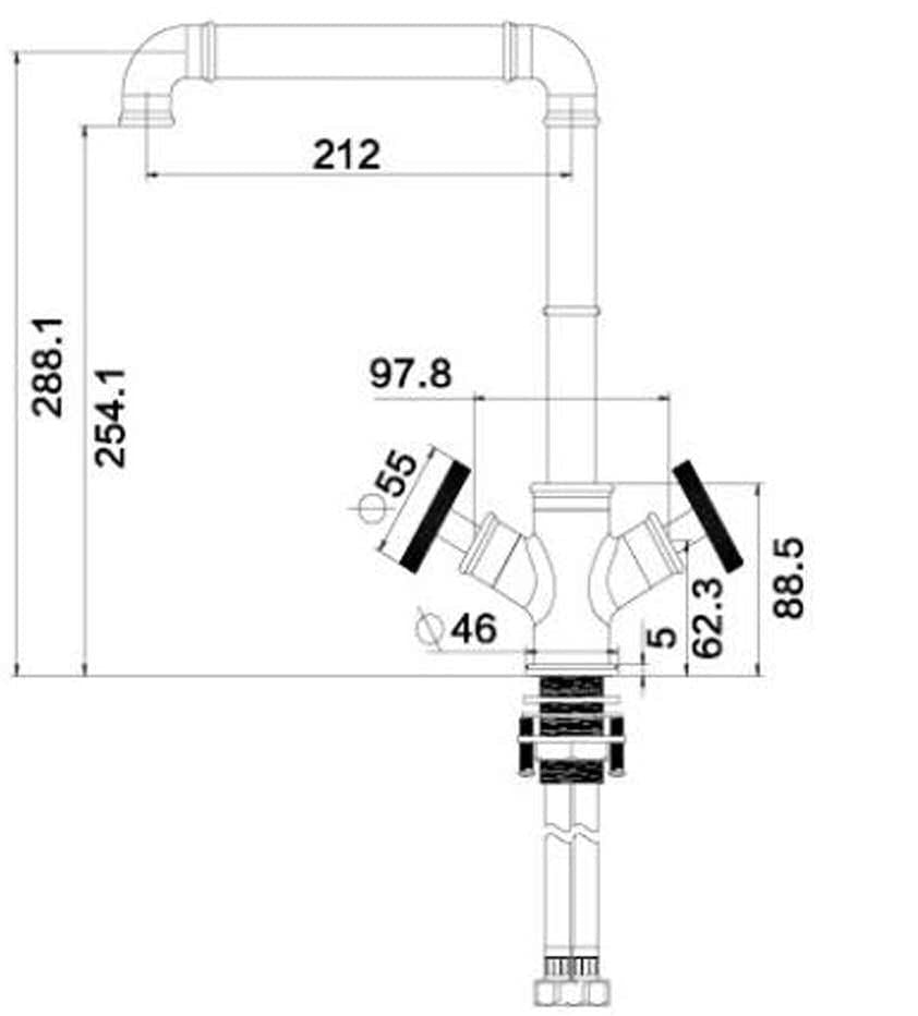 Industriální dřezová baterie v provedení broušený nikl s kohoutky ve tvaru ventilových kol Waterfall Bathrooms