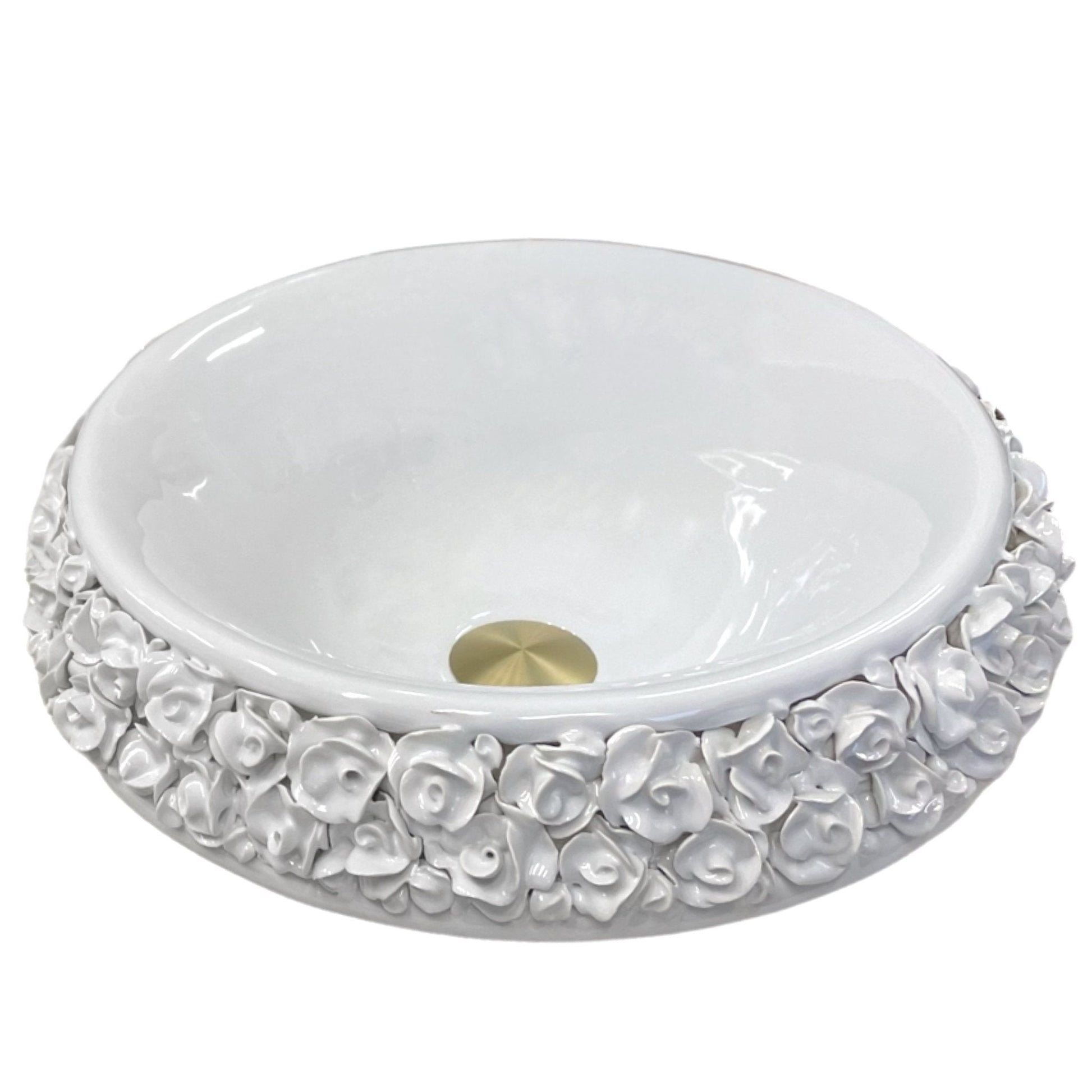 Luxury Hand painted Porcelain Bouquet Bathroom Sink by Terzofoco - |VESIMI Design| Luxury and Rustic bathrooms online