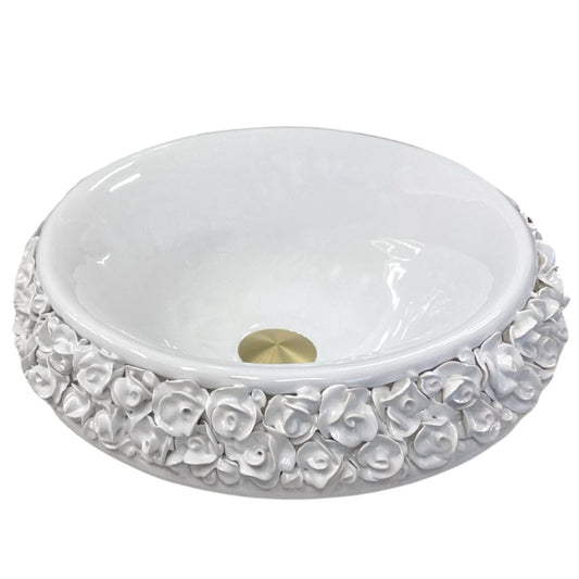 Luxury Hand painted Porcelain Bouquet Bathroom Sink by Terzofoco - |VESIMI Design| Luxury and Rustic bathrooms online