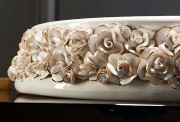 Luxury Hand painted Porcelain Bouquet Bathroom Sink by Terzofoco - |VESIMI Design| Luxury and Rustic bathrooms online