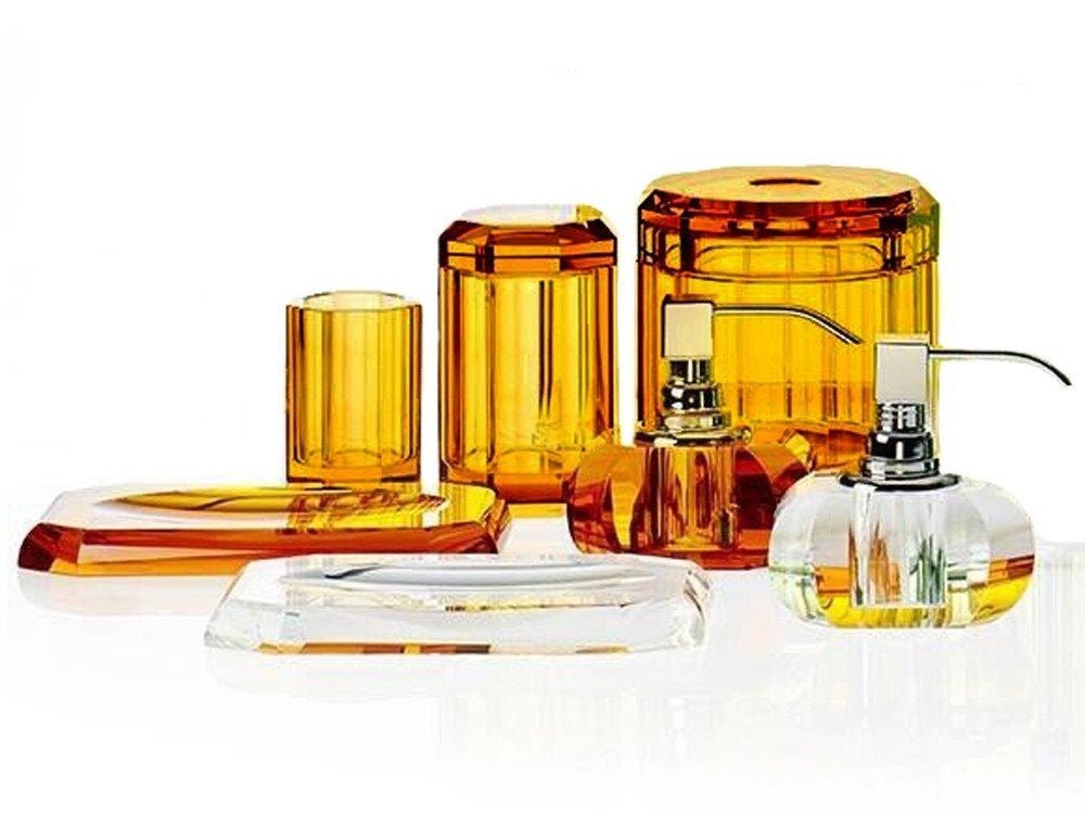 Luxusní skleněné koupelnové doplńky Amber a KRISTALL