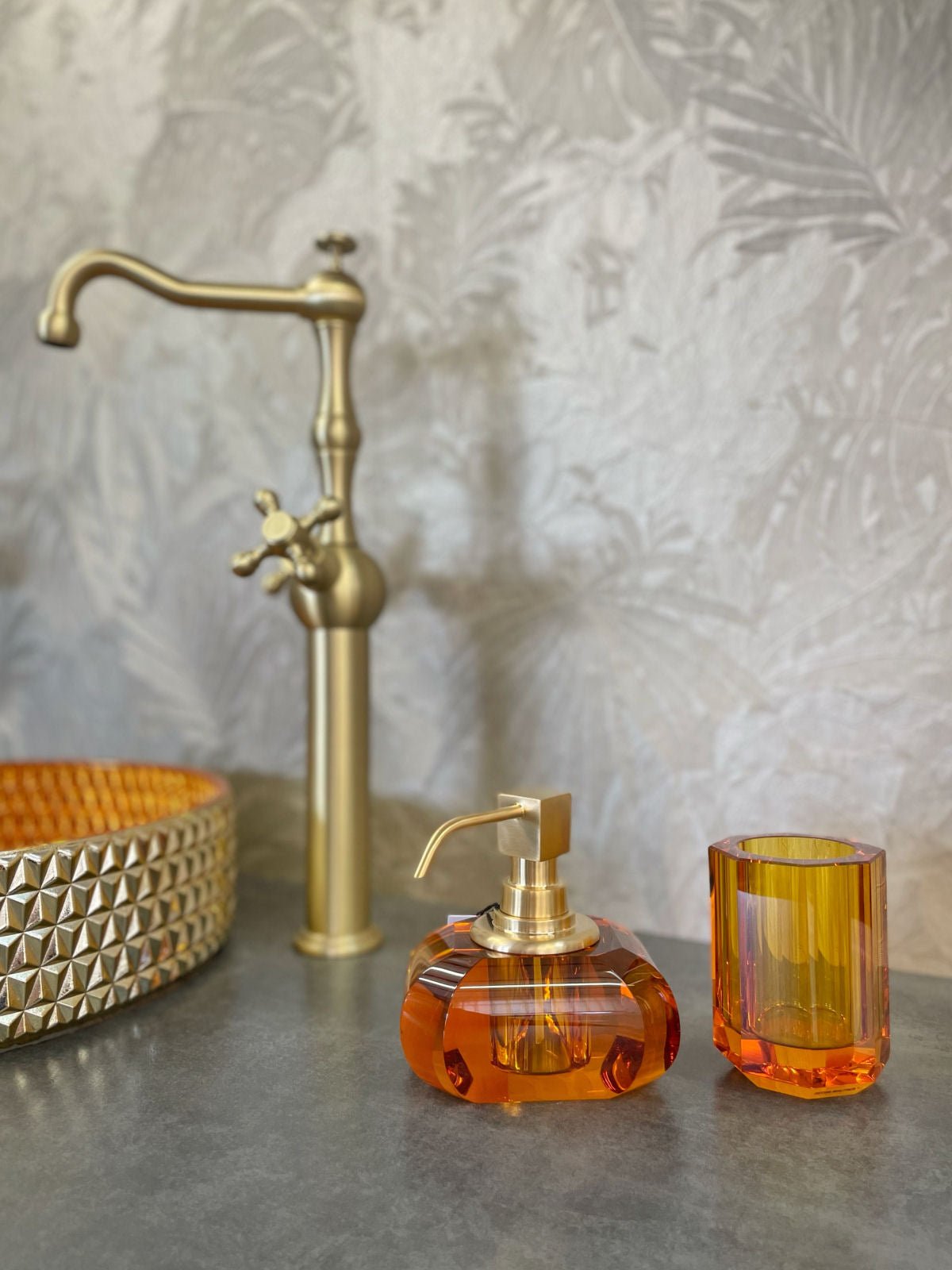 Luxusní koupelnové doplňky, dávkovač Matt Gold Amber na tekuté mýdlo