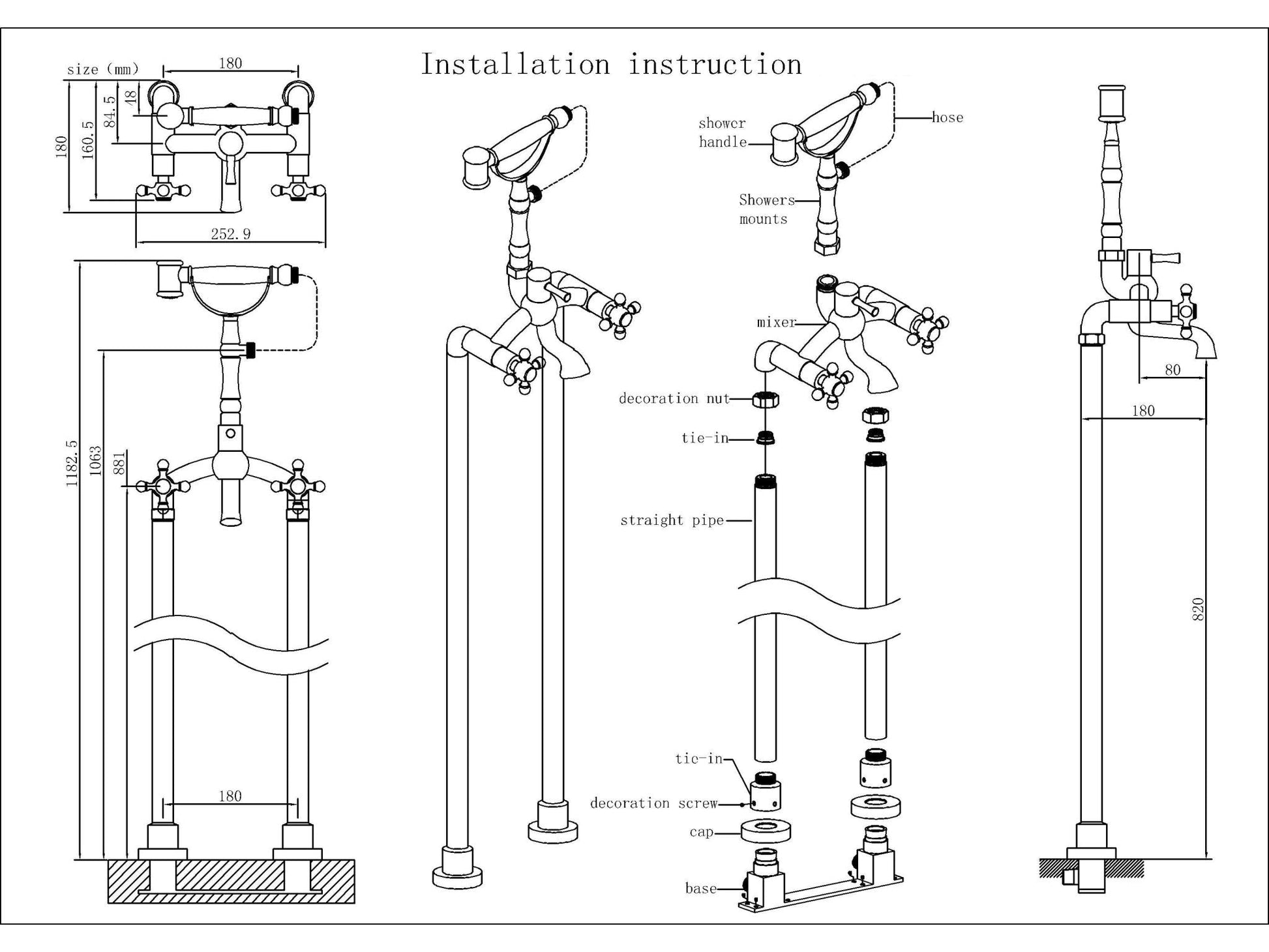 Luxusní stojánková vanová baterie k volně stojící vaně v matném saténovém zlatě Waterfall Bathrooms