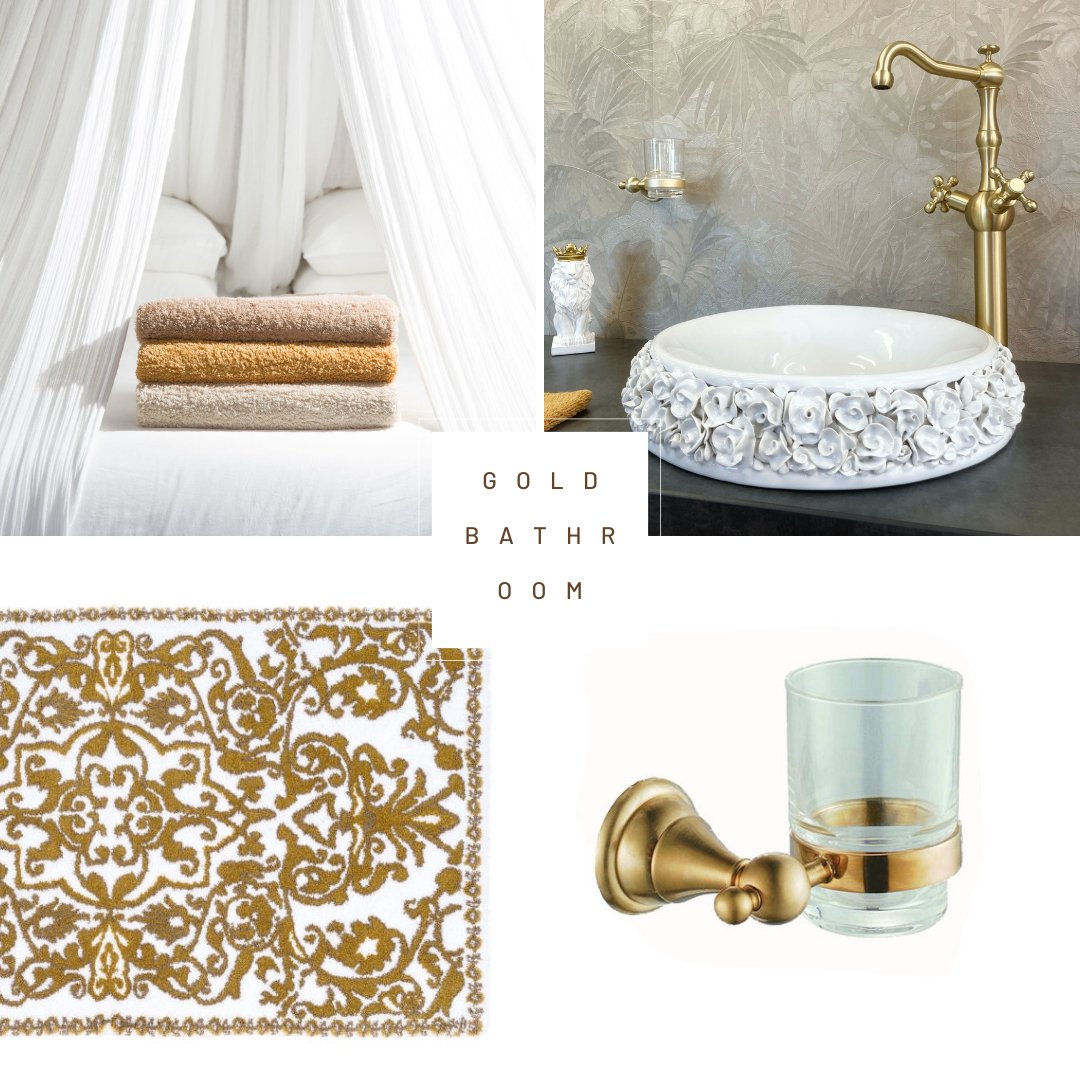 Luxusní mosazný držák na kartáčky se skleněným pohárkem v matném saténovém zlatě Waterfall Bathrooms