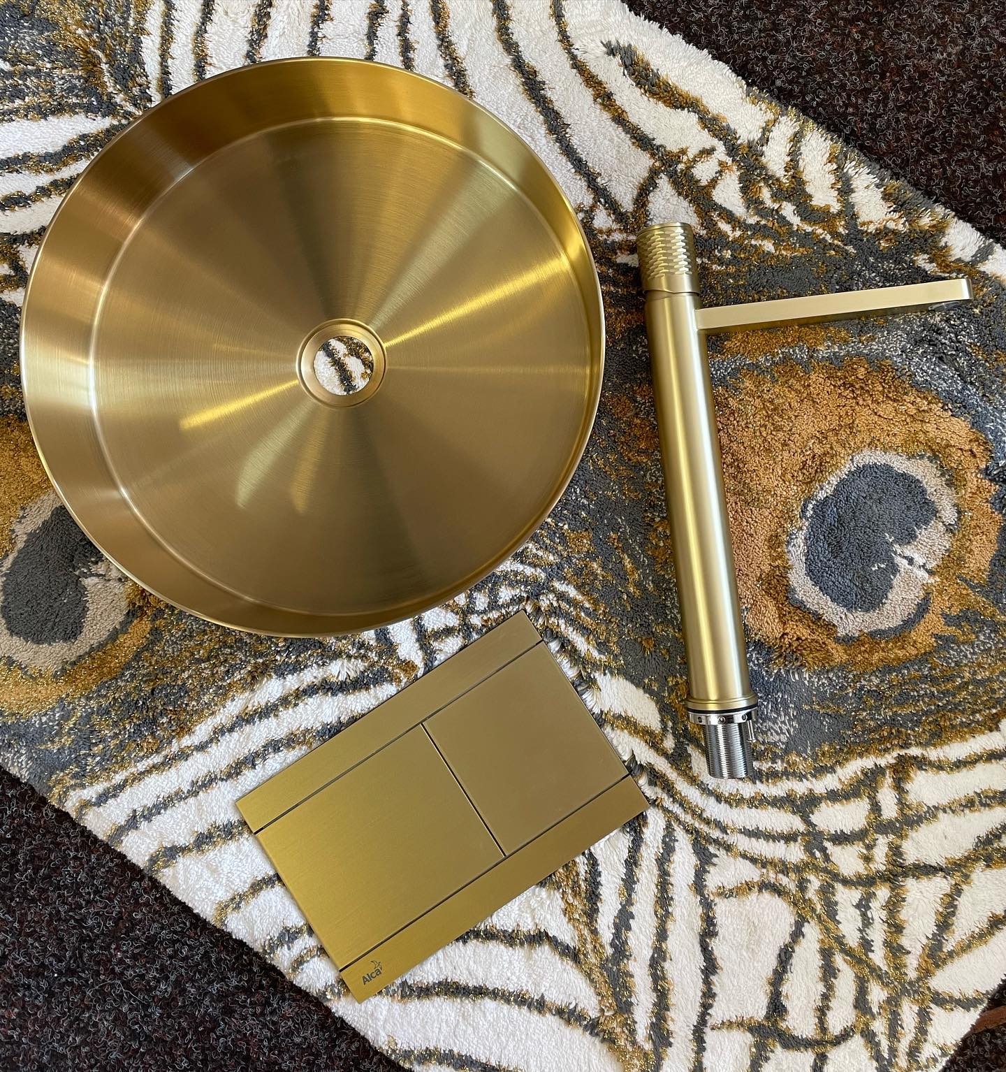 Metal Stainless Steel Sink Combo with Satin Gold Faucet - |VESIMI Design| Luxury and Rustic bathrooms online