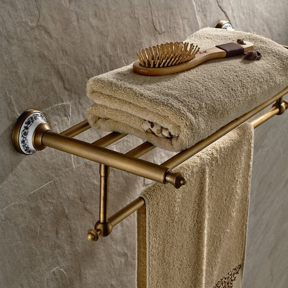 Velký mosazný držák na ručníky 60 cm v barvě antický bronz Lavande Waterfall Bathrooms