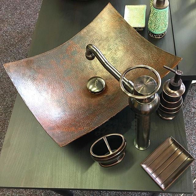 Rectangle Industrial Bathroom Design Copper Sink - |VESIMI Design| Luxury and Rustic bathrooms online