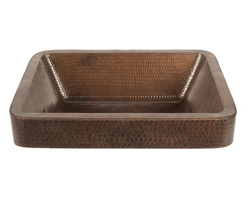 Rectangle Skirted Vessel Hand Hammered Copper Sink - |VESIMI Design| Luxury and Rustic bathrooms online