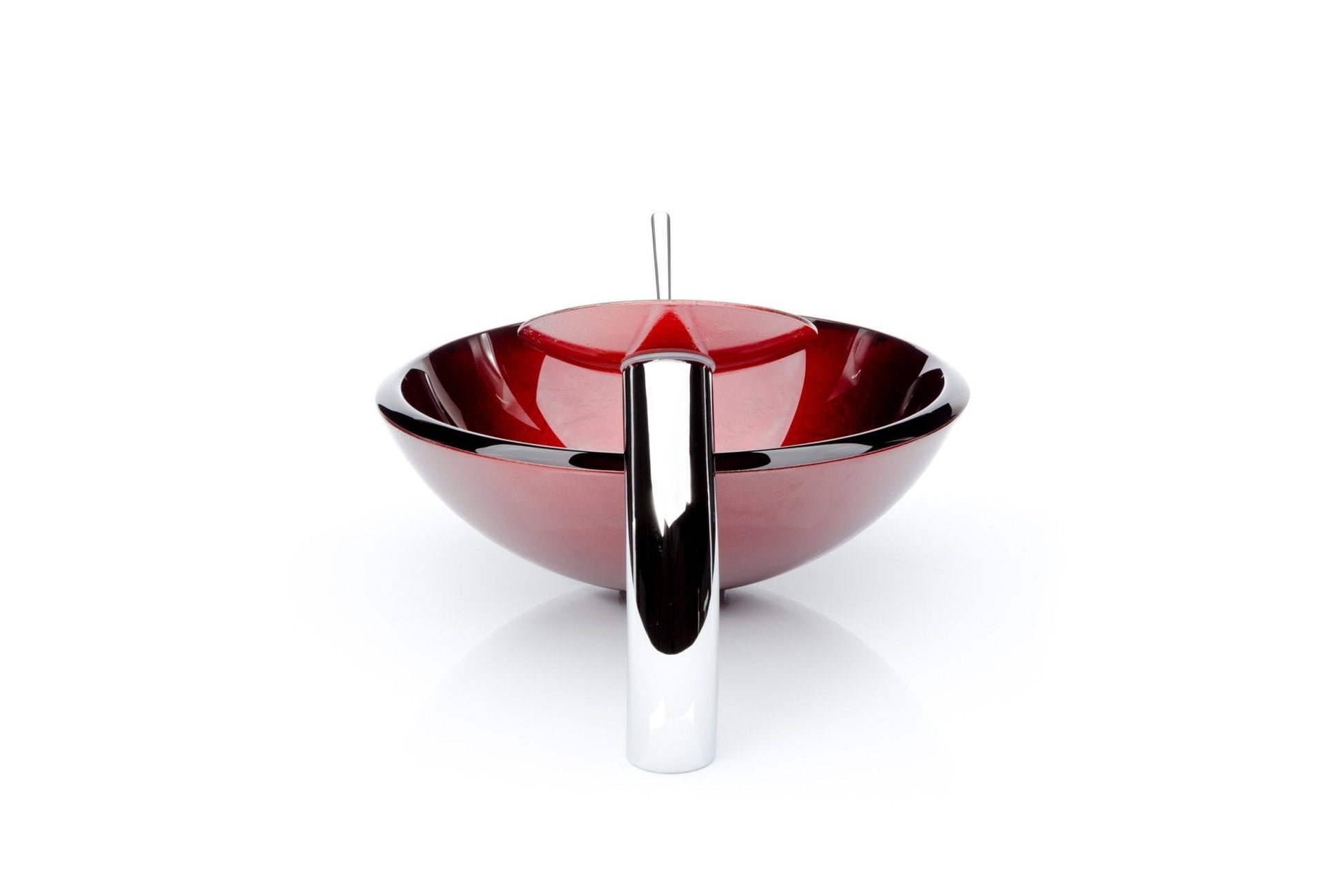 Red Leaf Round Glass Vessel Sink Combo Waterfall Faucet Set - |VESIMI Design| Luxury and Rustic bathrooms online