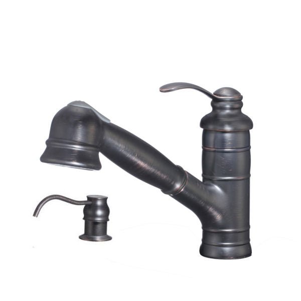 Luxusní retro kuchyňská baterie s výsuvnou sprškou a dávkovačem v odstínu kované bronze - Waterfall Bathrooms
