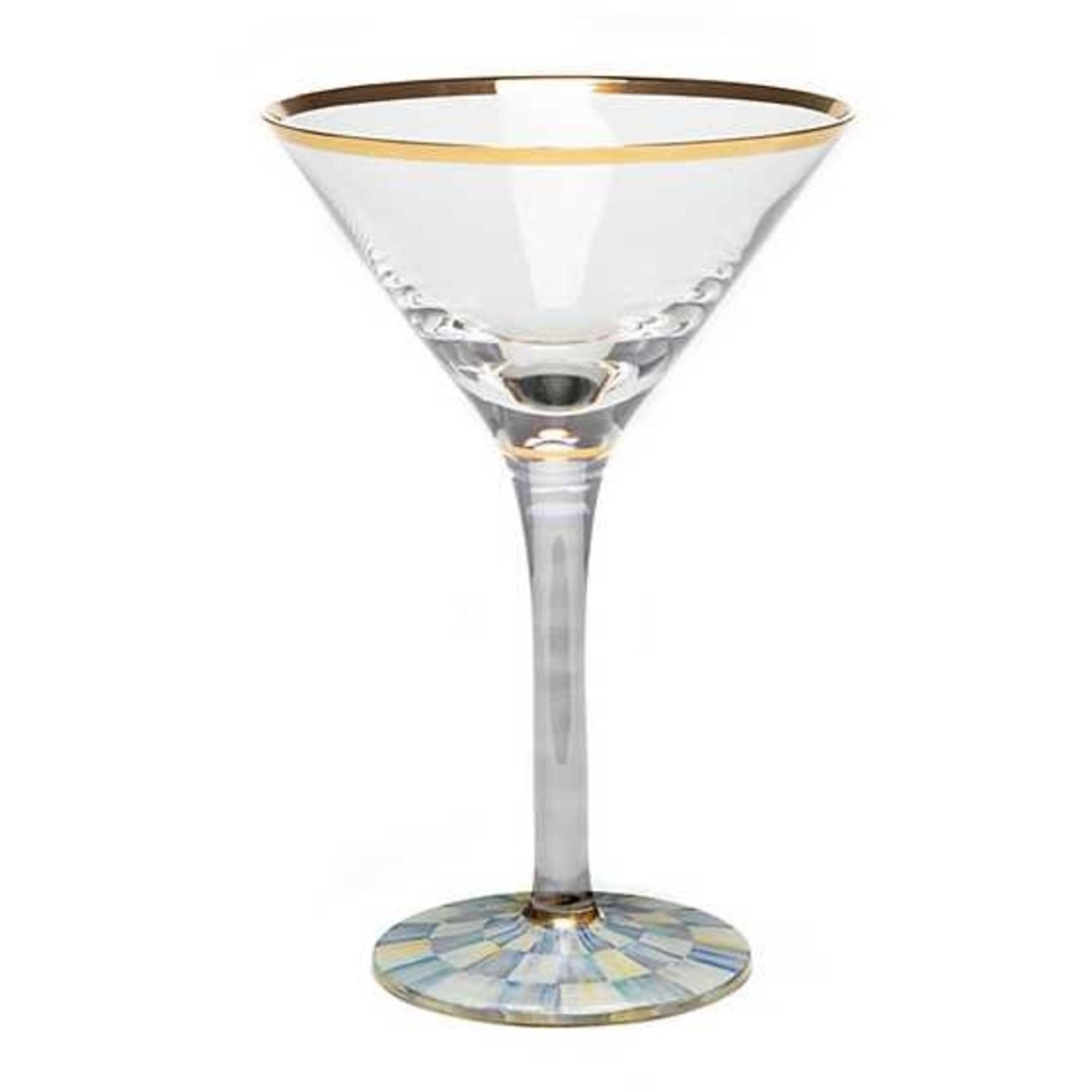 MacKenzie-Childs Sklenice na Martini Sterling Check, ručně foukané sklo, stříbrný kostkovaný vzor, 237 ml, Waterfall Bathrooms