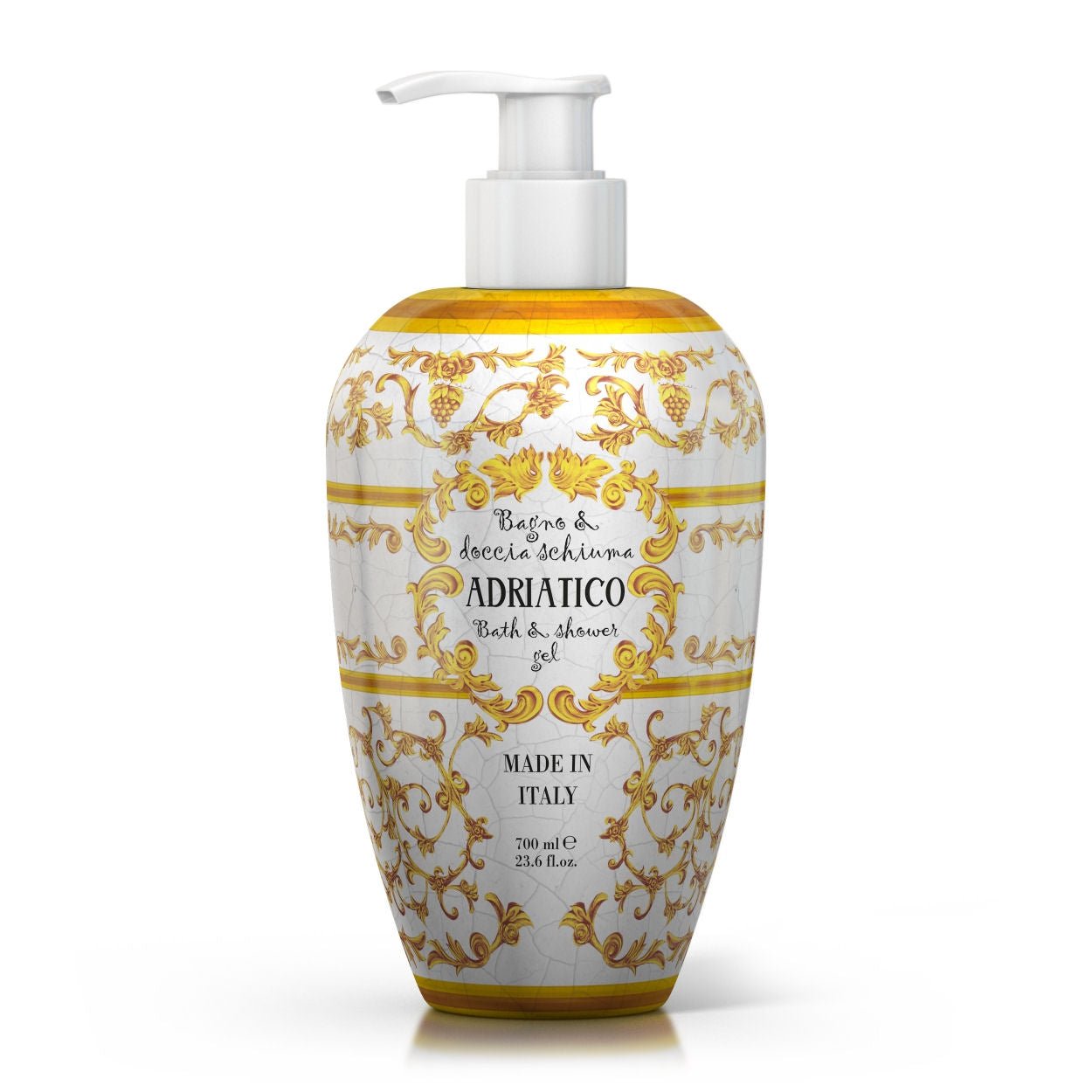 Sprchový gel a pěna do koupele Rudy Profumi Adriatico, s vůní Ambry a Bílých květů, 700 ml, Waterfall Bathrooms.