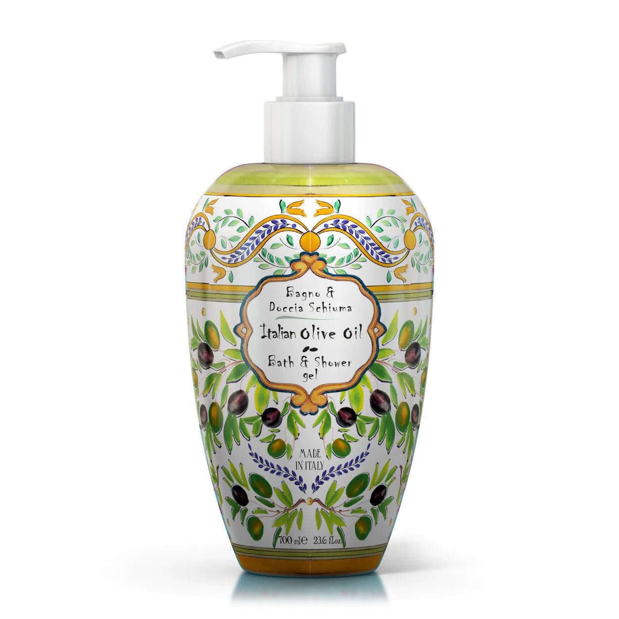 Sprchový gel a pěna do koupele Rudy Profumi Italian Olive Oil, Ginger & Rhubarb, 700 ml, Waterfall Bathrooms.
