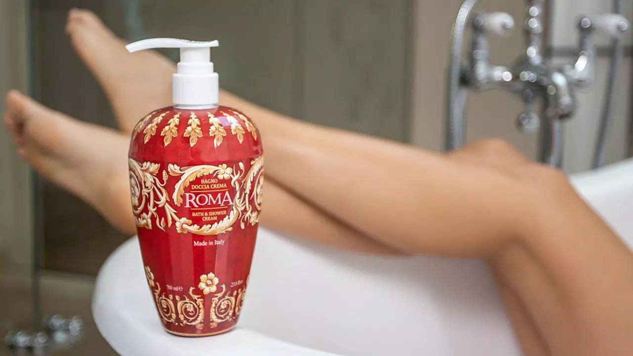 Krémový sprchový gel a pěna do koupele Rudy Profumi Roma, s vůní Tuberózy a Kokosového mléka, Waterfall Bathrooms.