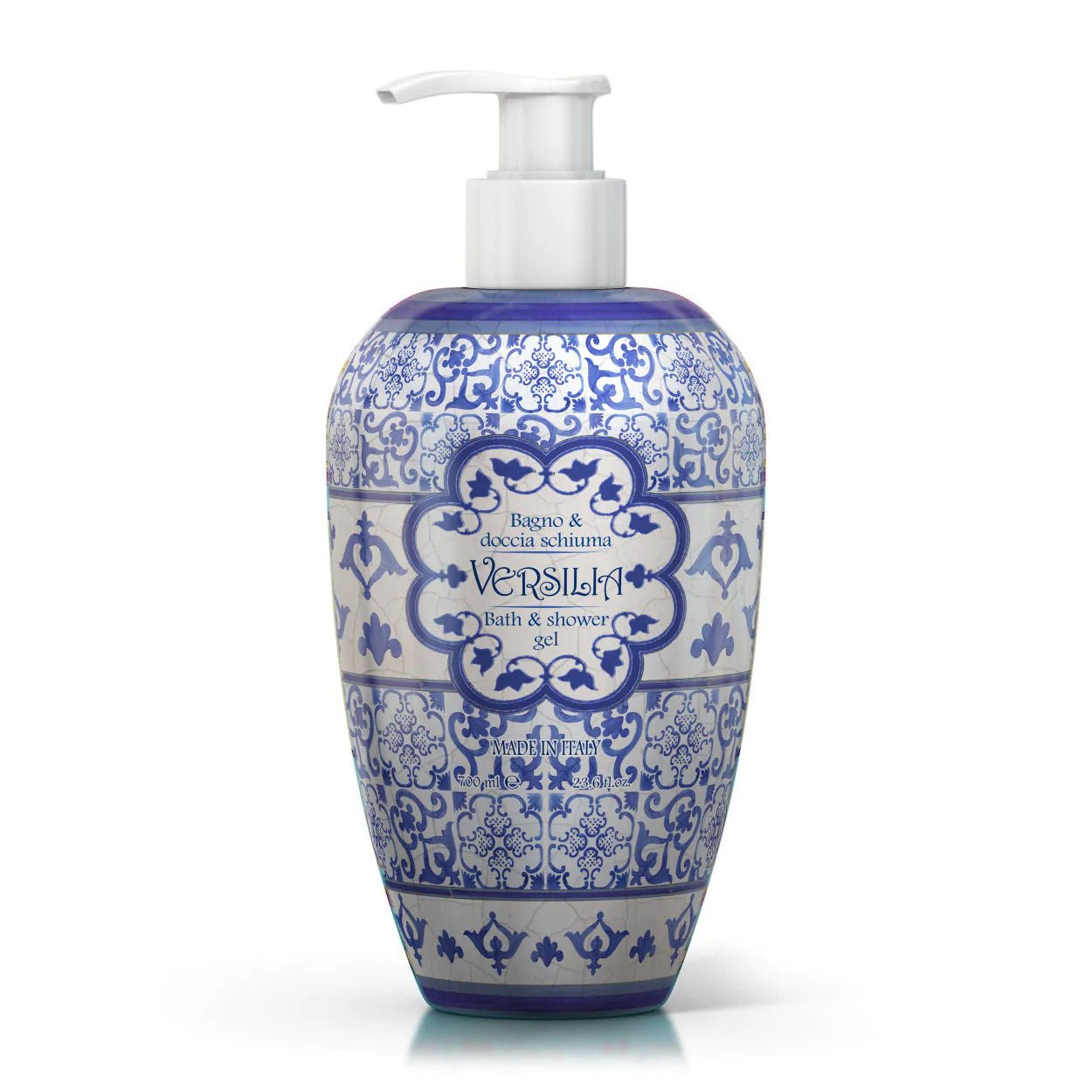 Sprchový gel a pěna do koupele Rudy Profumi Versilia, s vůní Frézie, Fialky a Cedrového dřeva, 700 ml, Waterfall Bathrooms.