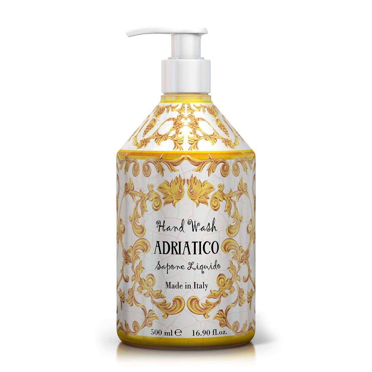 Tekuté mýdlo na ruce Rudy Profumi Adriatico, s vůní Ambry, Vzácného dřeva a Otočníku, 500 ml, Waterfall Bathrooms.