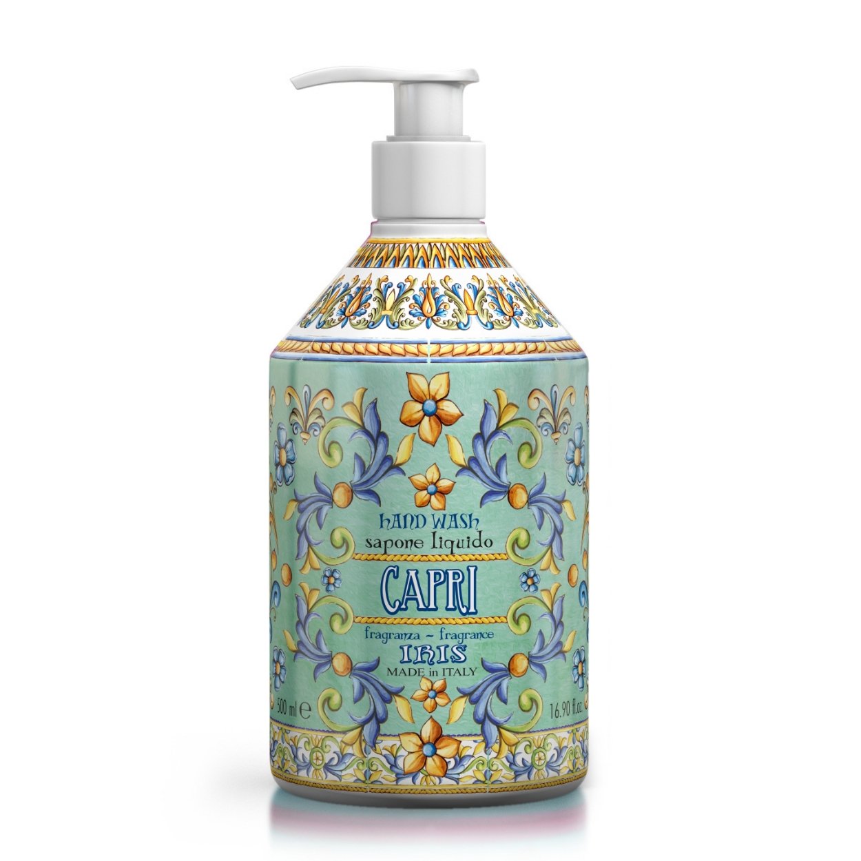Tekuté mýdlo na ruce Rudy Profumi Iris of Capri, s vůní Kosatce (Iris) a Ylang Ylang, 500 ml, Waterfall Bathrooms.