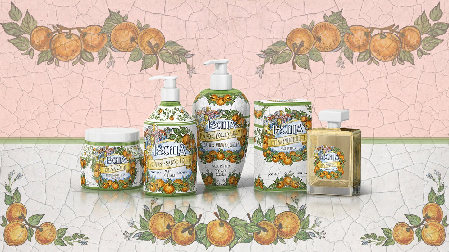 Tekuté mýdlo na ruce Rudy Profumi Ischia, s vůní Bergamotu, Pomeranče a Gardénie, 500 ml, Waterfall Bathrooms.