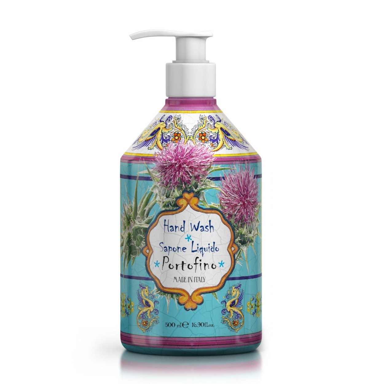Tekuté mýdlo na ruce Rudy Profumi Portofino, s vůní Maliny, Jasmínu, Medu a Ambry, 500 ml, Waterfall Bathrooms.