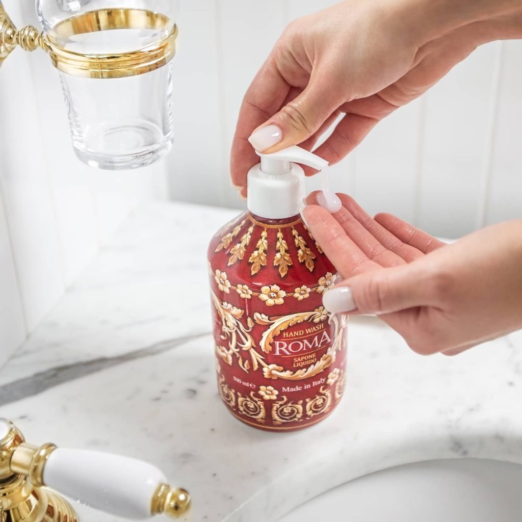 Tekuté mýdlo na ruce Rudy Profumi Roma, s vůní Tuberózy, Magnólie a Vanilky, 500 ml, Waterfall Bathrooms.