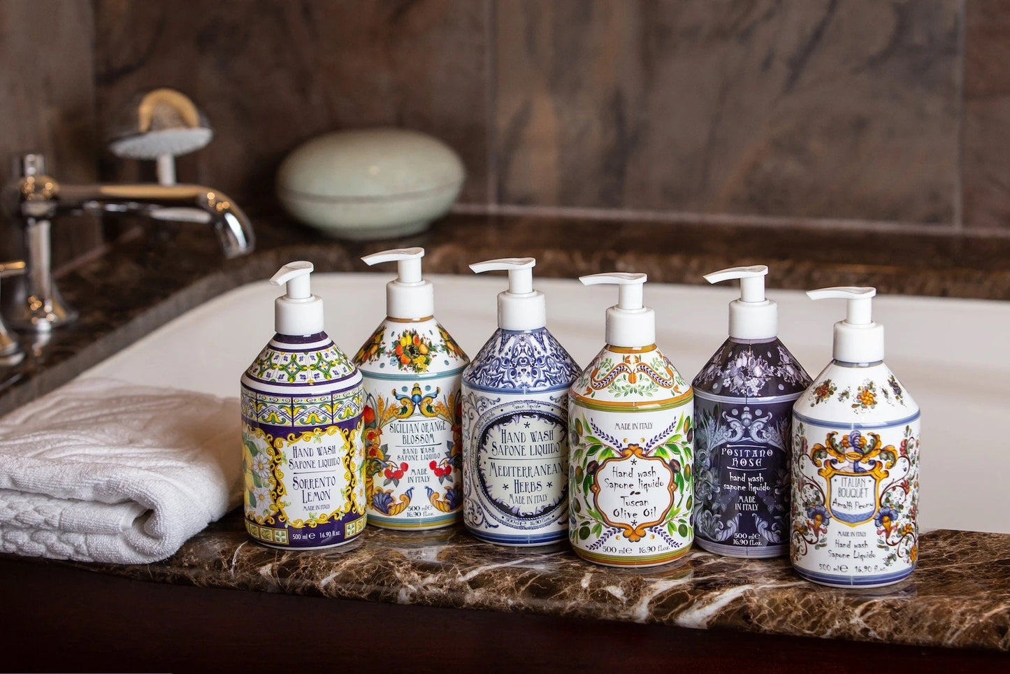 Tekuté mýdlo na ruce Rudy Profumi, s vůní Sicilského Citronu, 500 ml, Waterfall Bathrooms.