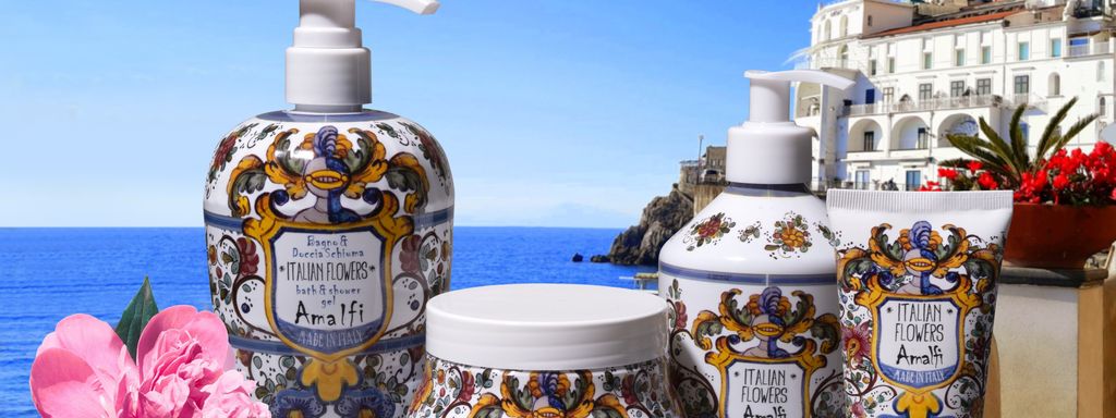 Tělový krém Rudy Profumi Amalfi Peony, s vůní Černé Fíky a Bílé Růže, 450 ml, Waterfall Bathrooms.