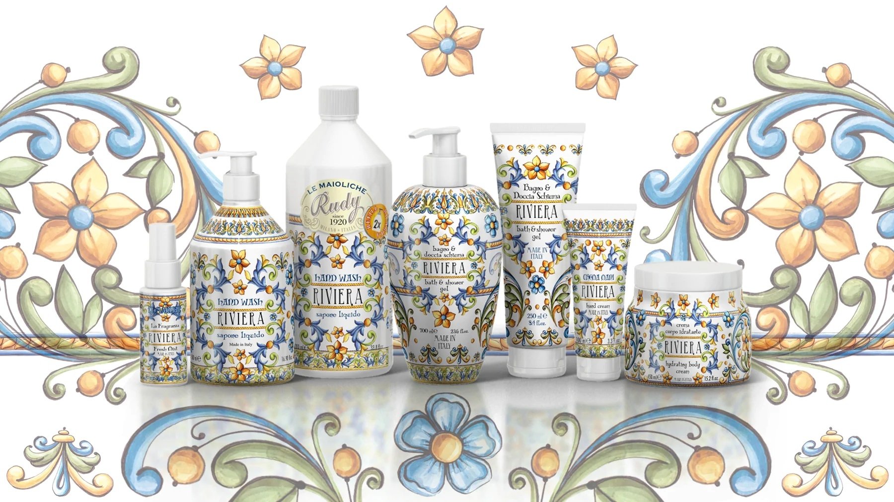 Hydratační tělový krém Rudy Profumi Riviera, s vůní Hrušky a Vanilky, 450 ml, Waterfall Bathrooms.